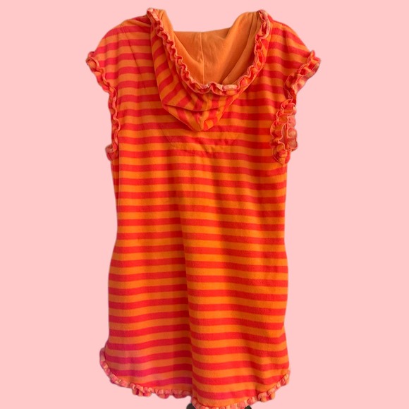 Betsey Johnson orange & pink striped terrycloth coverup. Large - Picture 8 of 8